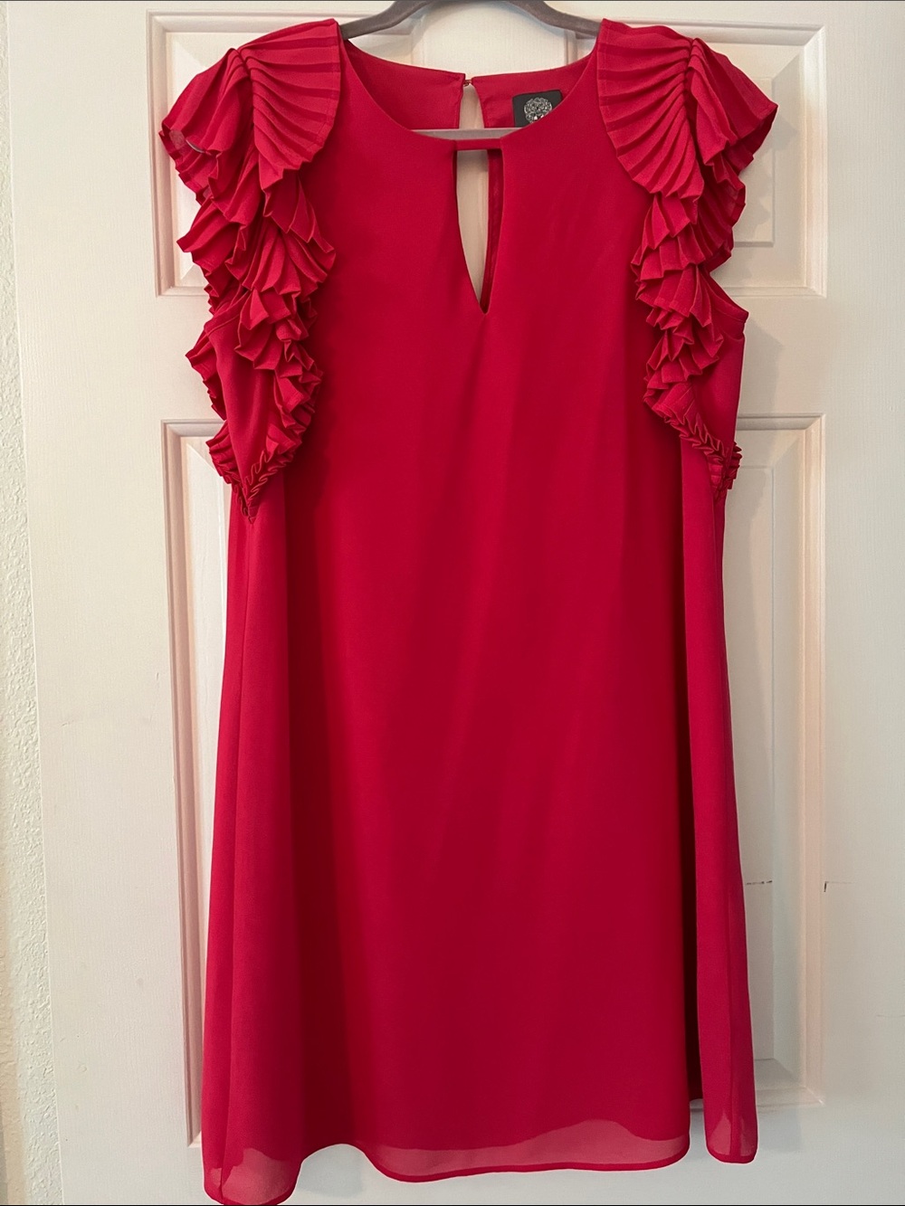Vince Camuto Pink Ruffle-Sleeve Dress